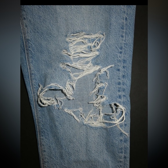 American Eagle ripped straight destroyed distressed jeans pants hi rise 6 rigid - Picture 6 of 11